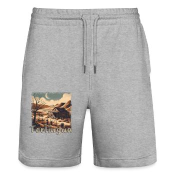 Terlingua: Ghost town with grunge flair in Texas - Stanley/Stella Trainer Unisex Organic Jogging Shorts - heather grey - Front - Nik (191cm) & Marisol (170cm)