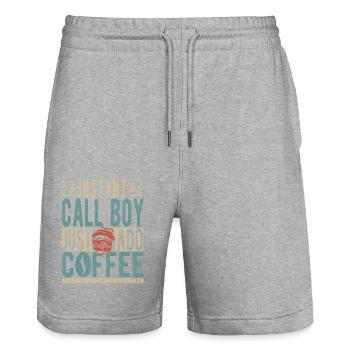 Instant Call Boy Il suffit d’ajouter du café - Short de jogging bio TRAINER Stanley/Stella unisexe - gris chiné - Devant - Nik (191cm) & Marisol (170cm)