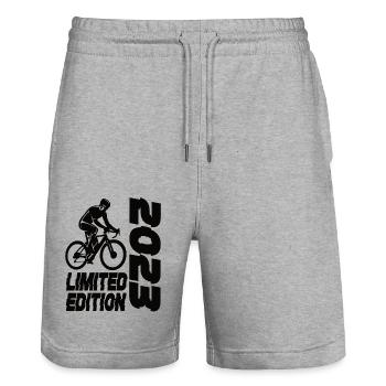 Vélo en édition limitée 2023 - Short de jogging bio TRAINER Stanley/Stella unisexe - gris chiné - Devant - Nik (191cm) & Marisol (170cm)