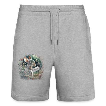 Maus-lesebuch – Vollmond-seelandschaft - Stanley/Stella Unisex Bio Joggingshorts Trainer  - Grau meliert - Vorne - Nik (191cm) & Marisol (170cm)
