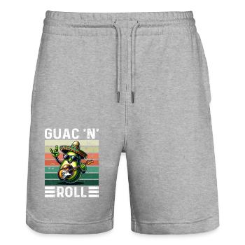 Guac 'N' Roll Rocker Veganer Guacamole Avocado - Stanley/Stella Unisex Bio Joggingshorts Trainer  - Grau meliert - Vorne - Nik (191cm) & Marisol (170cm)