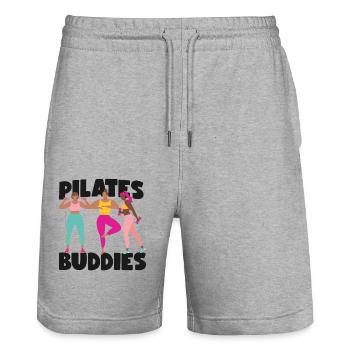 Instructeur de Pilates Professeur Besties - Short de jogging bio TRAINER Stanley/Stella unisexe - gris chiné - Devant - Nik (191cm) & Marisol (170cm)