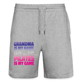 Pilates Instructor Teacher Grandma - Stanley/Stella Unisex Bio Joggingshorts Trainer  - Grau meliert - Vorne - Nik (191cm) & Marisol (170cm)