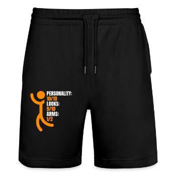 Arm Amputator Humor Arms 1/2 - Stanley/Stella Trainer Unisex Organic Jogging Shorts - black - Front - Nik (191cm) & Marisol (170cm)