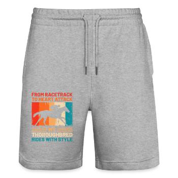 Vollblut Pferderennen Reiten Reiterpferde - Stanley/Stella Unisex Bio Joggingshorts Trainer  - Grau meliert - Vorne - Nik (191cm) & Marisol (170cm)