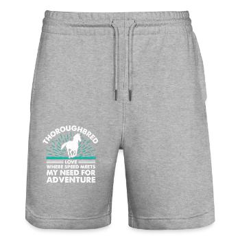 Vollblut Pferderennen Reiten Reiterpferde - Stanley/Stella Unisex Bio Joggingshorts Trainer  - Grau meliert - Vorne - Nik (191cm) & Marisol (170cm)