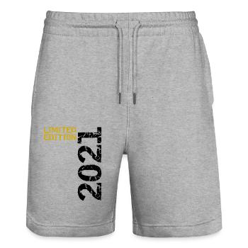 2021 Décoration de cadeau d’anniversaire en édition limitée - Short de jogging bio TRAINER Stanley/Stella unisexe - gris chiné - Devant - Nik (191cm) & Marisol (170cm)
