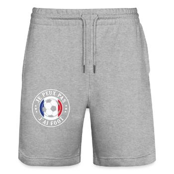 Je Peux pas j'ai foot football joueur Footballeur - Short de jogging bio TRAINER Stanley/Stella unisexe - gris chiné - Devant - Nik (191cm) & Marisol (170cm)