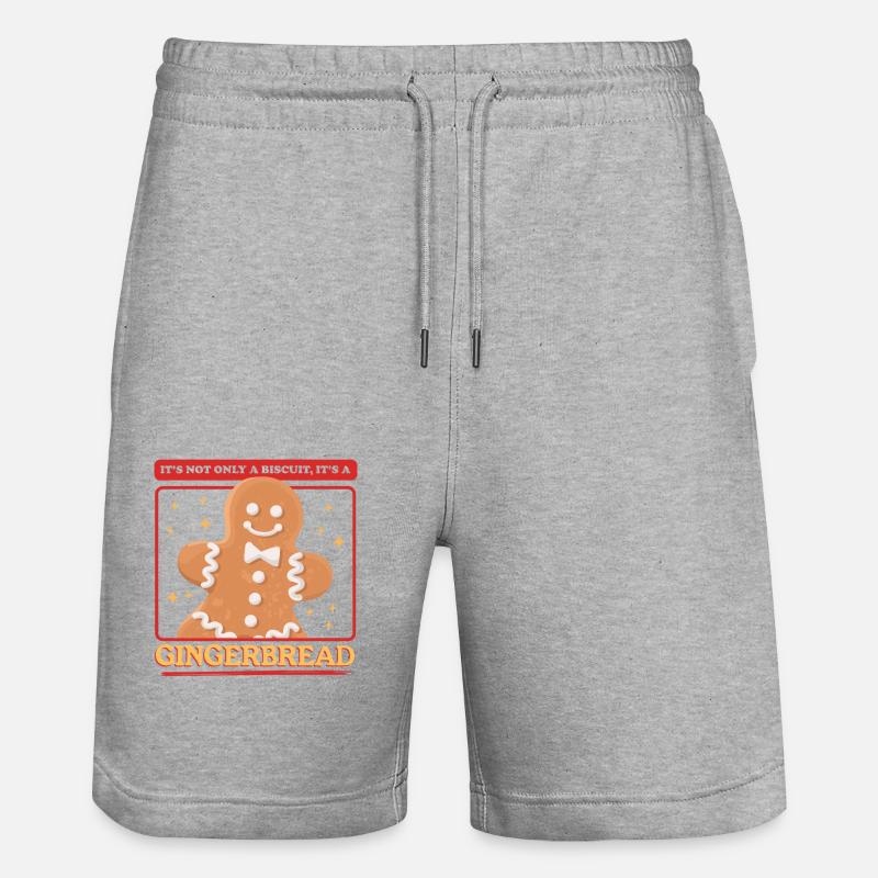 Lebkuchen Lebkuchenmann Geschenk - Stanley/Stella Unisex Bio Joggingshorts Trainer  - Grau meliert