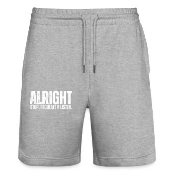 Stop Regulating and Listening Teacher - Stanley/Stella Trainer Unisex Organic Jogging Shorts - heather grey - Front - Nik (191cm) & Marisol (170cm)