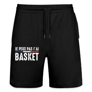 Je Peux pas j'ai Basket Basket-Ball Basketteur fan - Short de jogging bio TRAINER Stanley/Stella unisexe - noir - Devant - Nik (191cm) & Marisol (170cm)