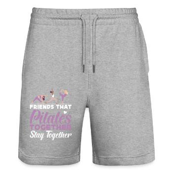 Pilates Instructor Teacher Friends - Stanley/Stella Unisex Bio Joggingshorts Trainer  - Grau meliert - Vorne - Nik (191cm) & Marisol (170cm)