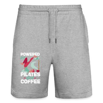 Pilates Instructor Teacher Coffee - Stanley/Stella Trainer Unisex Organic Jogging Shorts - heather grey - Front - Nik (191cm) & Marisol (170cm)