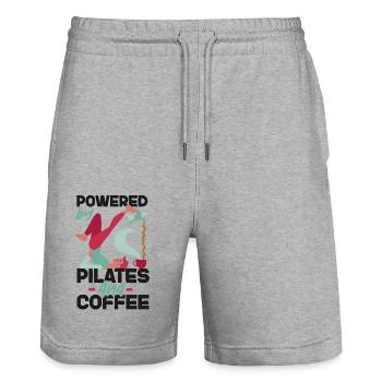 Pilates Instructor Teacher Coffee - Stanley/Stella Trainer Unisex Organic Jogging Shorts - heather grey - Front - Nik (191cm) & Marisol (170cm)