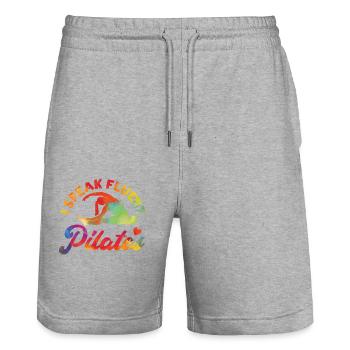 Pilates Instructor Teacher - Stanley/Stella Trainer Unisex Organic Jogging Shorts - heather grey - Front - Nik (191cm) & Marisol (170cm)