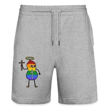 LGBT Erdnuss Liebe Kirche Religion Menschenrechte - Stanley/Stella Unisex Bio Joggingshorts Trainer  - Grau meliert - Vorne - Nik (191cm) & Marisol (170cm)