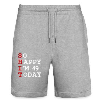 Birthday 49 Birthday Year Birth Funny - Stanley/Stella Trainer Unisex Organic Jogging Shorts - heather grey - Front - Nik (191cm) & Marisol (170cm)