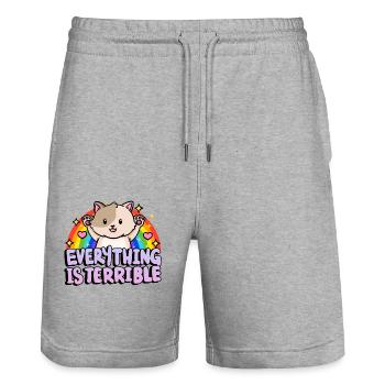 Everything is horrible sarcasm rainbow - Stanley/Stella Trainer Unisex Organic Jogging Shorts - heather grey - Front - Nik (191cm) & Marisol (170cm)