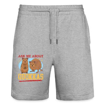 Quokka Kurzschwanzkänguru Quokkas Geschenk - Stanley/Stella Unisex Bio Joggingshorts Trainer  - Grau meliert - Vorne - Nik (191cm) & Marisol (170cm)