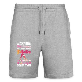 Avertissement de l’instructeur de Pilates - Short de jogging bio TRAINER Stanley/Stella unisexe - gris chiné - Devant - Nik (191cm) & Marisol (170cm)