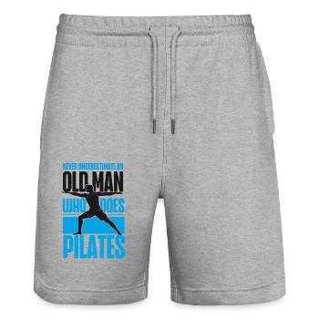 Pilates Instructor Teacher Grandpa - Stanley/Stella Unisex Bio Joggingshorts Trainer  - Grau meliert - Vorne - Nik (191cm) & Marisol (170cm)