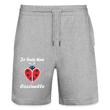 Citation Humour Petite coccinelle - Short de jogging bio TRAINER Stanley/Stella unisexe - gris chiné - Devant - Nik (191cm) & Marisol (170cm)
