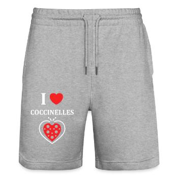 Citation Humour Petite coccinelle - Short de jogging bio TRAINER Stanley/Stella unisexe - gris chiné - Devant - Nik (191cm) & Marisol (170cm)
