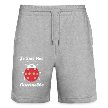 Citation Humour Petite coccinelle - Short de jogging bio TRAINER Stanley/Stella unisexe - gris chiné - Devant - Nik (191cm) & Marisol (170cm)