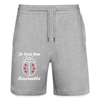 Citation Humour Petite coccinelle - Short de jogging bio TRAINER Stanley/Stella unisexe - gris chiné - Devant - Nik (191cm) & Marisol (170cm)