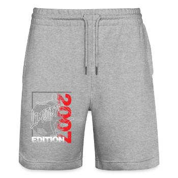 Limited Edition 2007 Limited Edition Fußball - Stanley/Stella Unisex Bio Joggingshorts Trainer  - Grau meliert - Vorne - Nik (191cm) & Marisol (170cm)