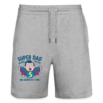 FATHER'S DAY - Stanley/Stella Trainer Unisex Organic Jogging Shorts - heather grey - Front - Nik (191cm) & Marisol (170cm)