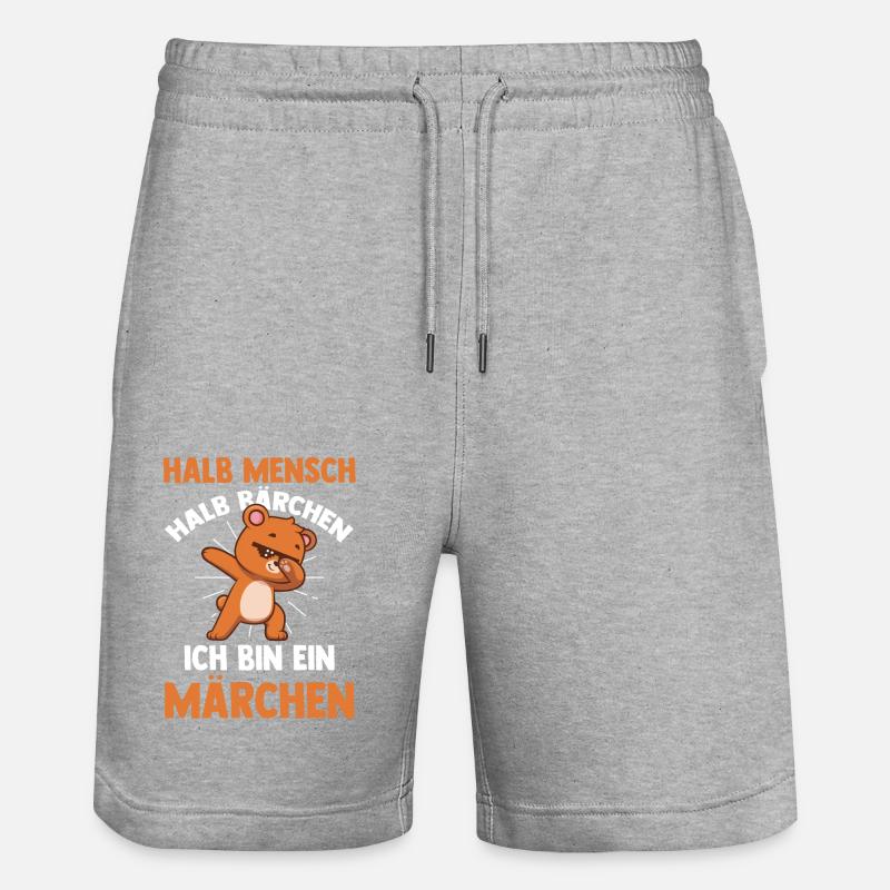 Halb Mensch Halb Bärchen - Stanley/Stella Unisex Bio Joggingshorts Trainer  - Grau meliert