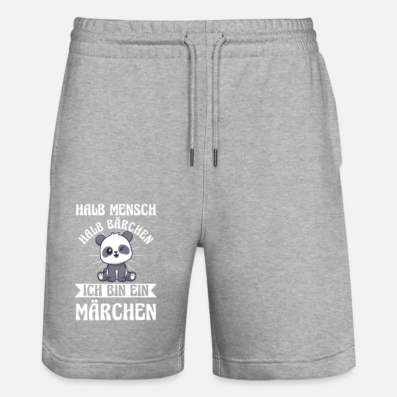 Half Human, Half Bear - Stanley/Stella Trainer Unisex Organic Jogging Shorts - heather grey
