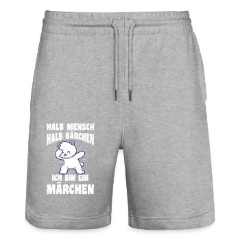 Mi-humain, mi-ours - Short de jogging bio TRAINER Stanley/Stella unisexe - gris chiné - Devant - Nik (191cm) & Marisol (170cm)
