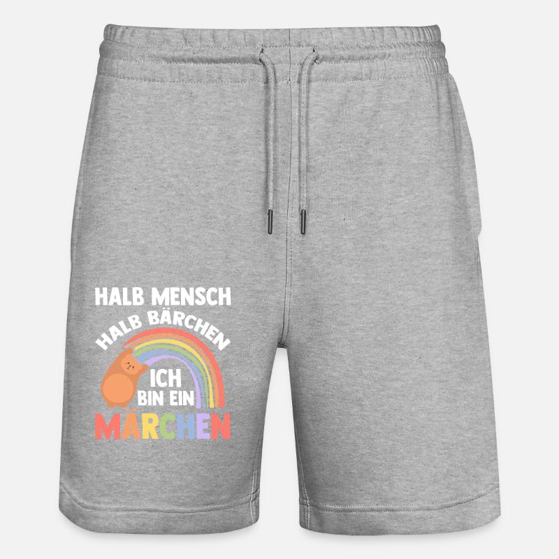Half Human, Half Bear - Stanley/Stella Trainer Unisex Organic Jogging Shorts - heather grey