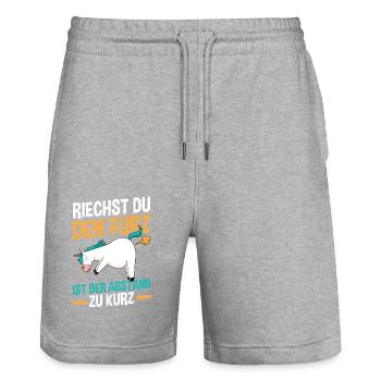 Riechst Du Den Furz Ist Der Abstand Zu Kurz - Stanley/Stella Unisex Bio Joggingshorts Trainer  - Grau meliert - Vorne - Nik (191cm) & Marisol (170cm)