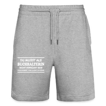 Buchhalterin Spruch Lustiges Buchhalterin Geschenk - Stanley/Stella Unisex Bio Joggingshorts Trainer  - Grau meliert - Vorne - Nik (191cm) & Marisol (170cm)