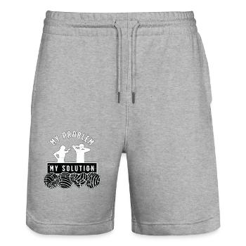 Conchas amant mon problème ma solution pictogramme papa - Short de jogging bio TRAINER Stanley/Stella unisexe - gris chiné - Devant - Nik (191cm) & Marisol (170cm)