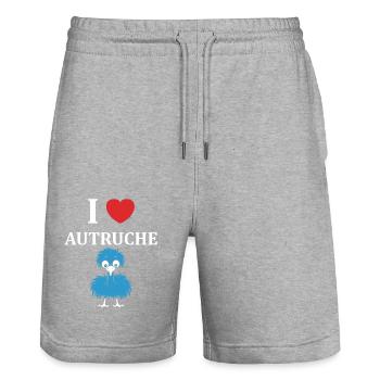 Humour autruche - Short de jogging bio TRAINER Stanley/Stella unisexe - gris chiné - Devant - Nik (191cm) & Marisol (170cm)