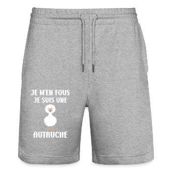 Humour autruche - Short de jogging bio TRAINER Stanley/Stella unisexe - gris chiné - Devant - Nik (191cm) & Marisol (170cm)