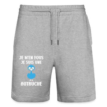 Humour autruche - Short de jogging bio TRAINER Stanley/Stella unisexe - gris chiné - Devant - Nik (191cm) & Marisol (170cm)