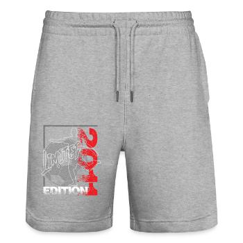 Limited Edition 2011 Limited Edition Fußball - Stanley/Stella Unisex Bio Joggingshorts Trainer  - Grau meliert - Vorne - Nik (191cm) & Marisol (170cm)