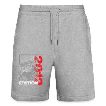 Limited Edition 2012 Limited Edition Fußball - Stanley/Stella Unisex Bio Joggingshorts Trainer  - Grau meliert - Vorne - Nik (191cm) & Marisol (170cm)