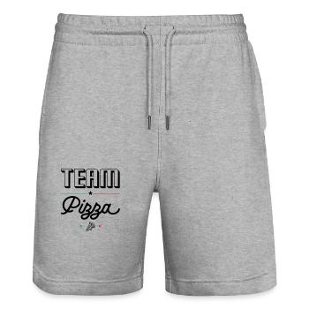 Team Pizza - für große Pizzaesser - Stanley/Stella Unisex Bio Joggingshorts Trainer  - Grau meliert - Vorne - Nik (191cm) & Marisol (170cm)