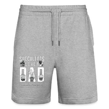 Succulents Lover Dad The Idol The Myth Gardener - Stanley/Stella Trainer Unisex Organic Jogging Shorts - heather grey - Front - Nik (191cm) & Marisol (170cm)