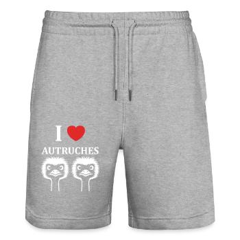 Humorvolles Strauß-Zitat - Stanley/Stella Unisex Bio Joggingshorts Trainer  - Grau meliert - Vorne - Nik (191cm) & Marisol (170cm)