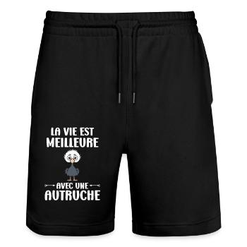 Citation autruche - Short de jogging bio TRAINER Stanley/Stella unisexe - noir - Devant - Nik (191cm) & Marisol (170cm)