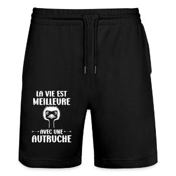 Citation autruche - Short de jogging bio TRAINER Stanley/Stella unisexe - noir - Devant - Nik (191cm) & Marisol (170cm)