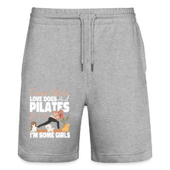 Instructeur de Pilates Enseignante Fille - Short de jogging bio TRAINER Stanley/Stella unisexe - gris chiné - Devant - Nik (191cm) & Marisol (170cm)