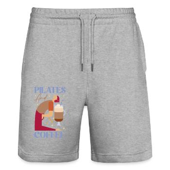 Pilates Instructor Teacher Coffee - Stanley/Stella Trainer Unisex Organic Jogging Shorts - heather grey - Front - Nik (191cm) & Marisol (170cm)